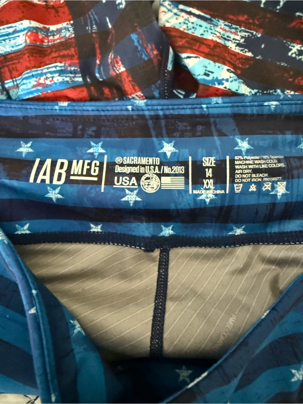 IAB MFG Women's American Flag Athletic Compression Shorts - Blue/Red - Picture 4 of 4